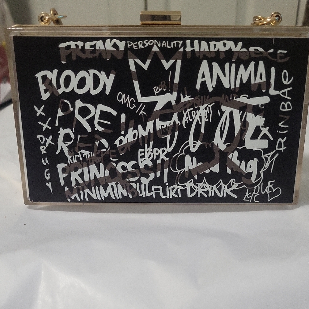 Black and White Graffiti Art Clutch